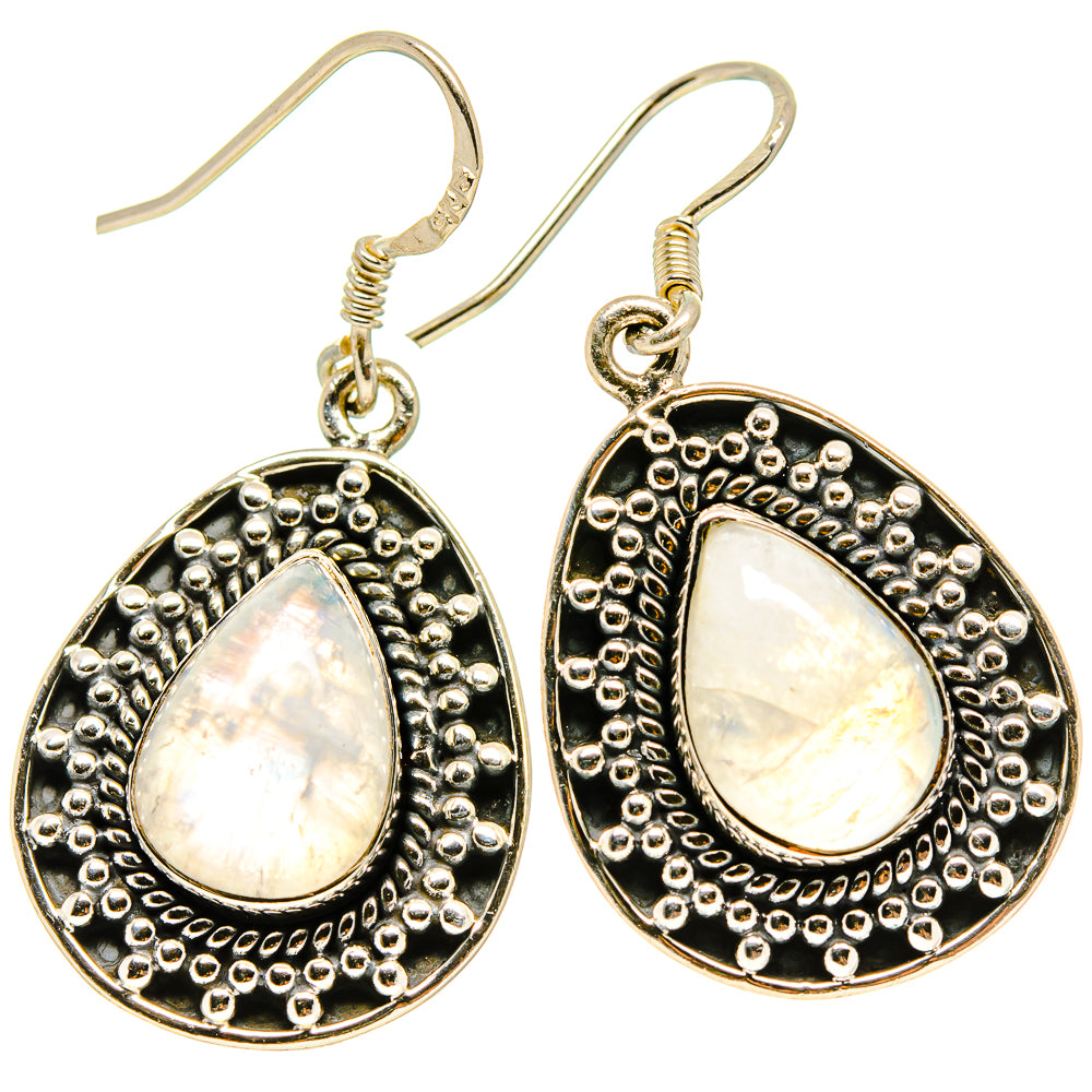Rainbow Moonstone Earrings handcrafted by Ana Silver Co - EARR414649