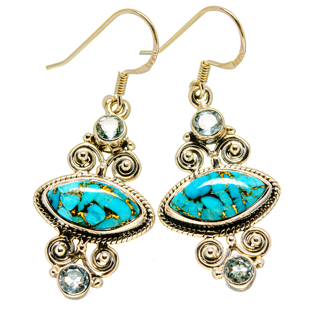 Blue Copper Composite Turquoise Earrings handcrafted by Ana Silver Co - EARR414651