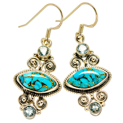 Blue Copper Composite Turquoise Earrings handcrafted by Ana Silver Co - EARR414651