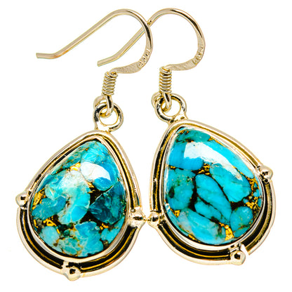 Blue Copper Composite Turquoise Earrings handcrafted by Ana Silver Co - EARR414655