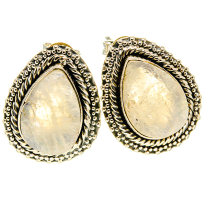 Rainbow Moonstone Earrings handcrafted by Ana Silver Co - EARR414667
