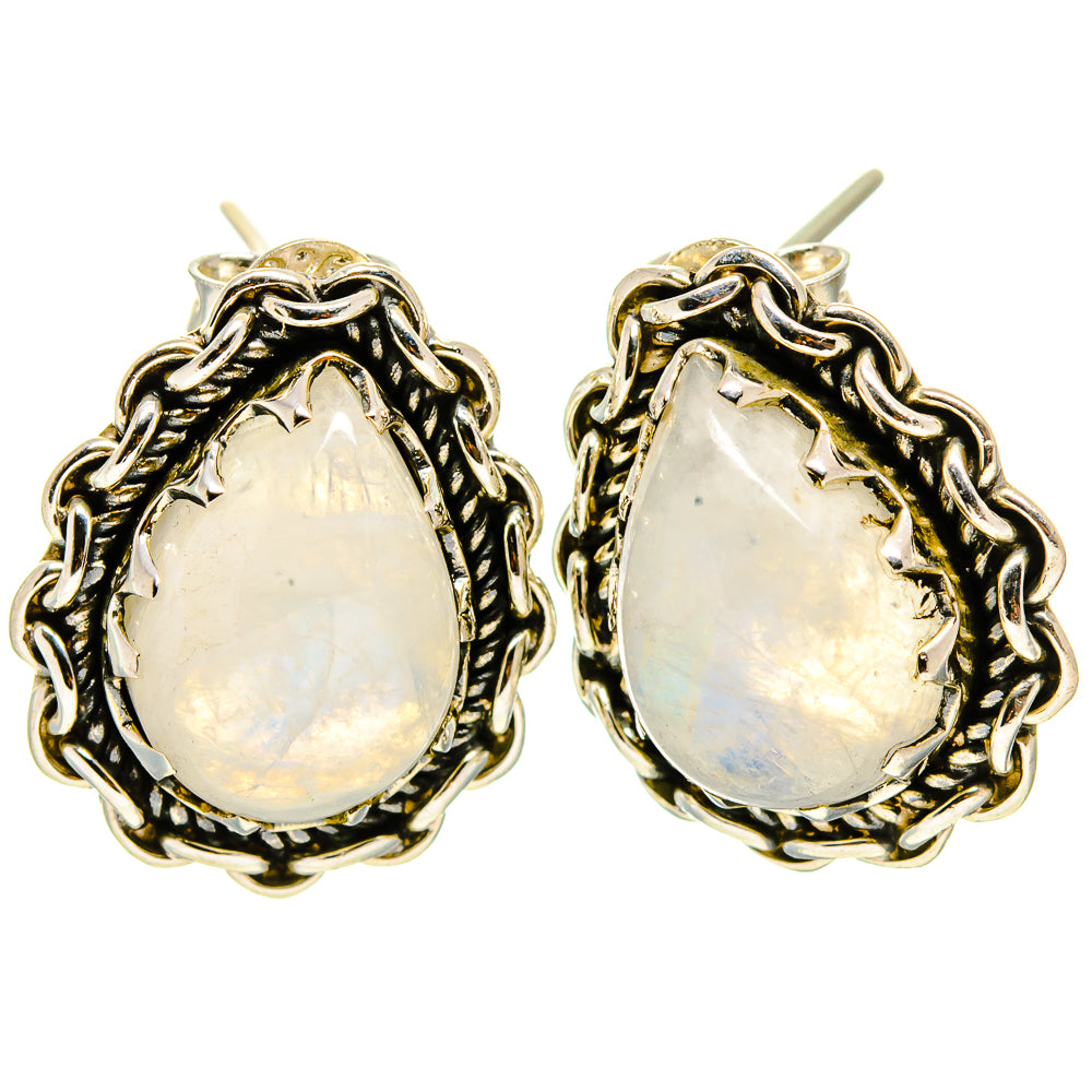 Rainbow Moonstone Earrings handcrafted by Ana Silver Co - EARR414671