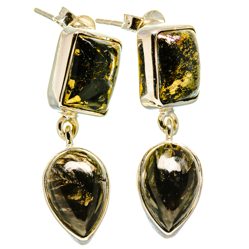 Golden Seraphinite Earrings handcrafted by Ana Silver Co - EARR414672