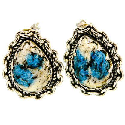 K2 Blue Azurite Earrings handcrafted by Ana Silver Co - EARR414673