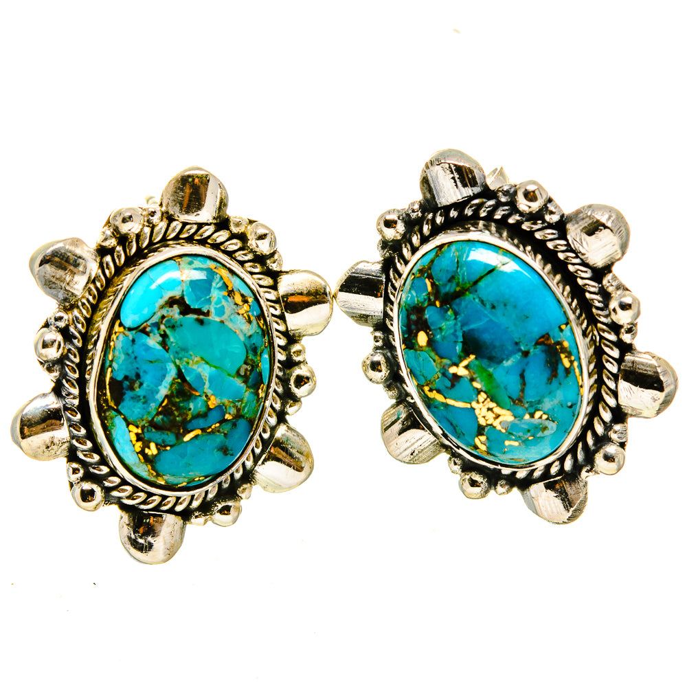 Blue Copper Composite Turquoise Earrings handcrafted by Ana Silver Co - EARR414675