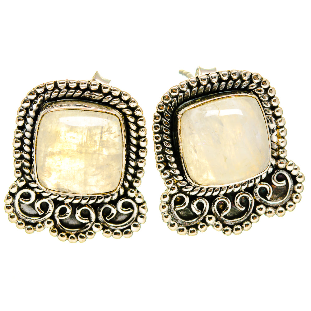 Rainbow Moonstone Earrings handcrafted by Ana Silver Co - EARR414688
