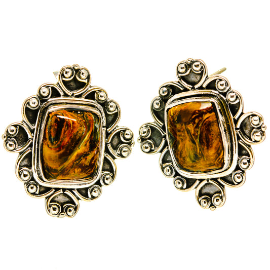 Golden Pietersite Earrings handcrafted by Ana Silver Co - EARR414698