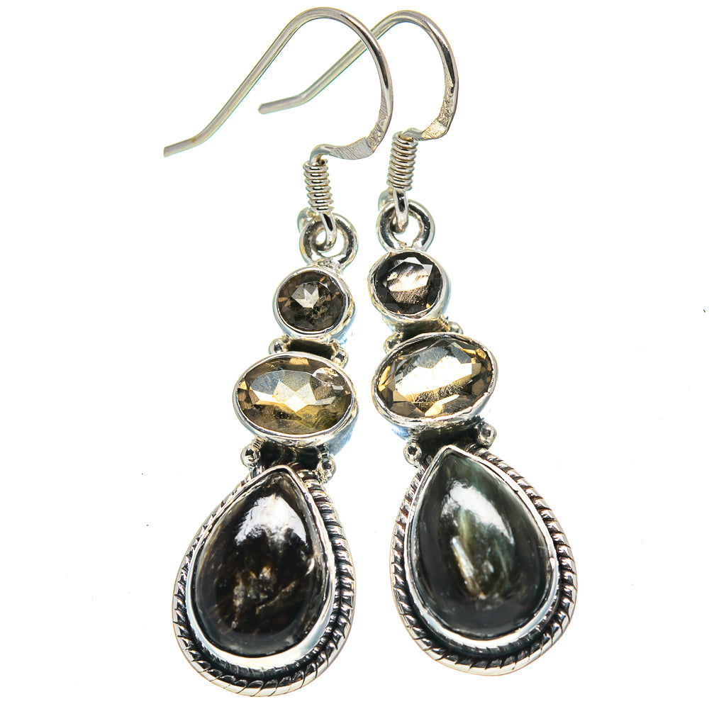 Golden Seraphinite Earrings handcrafted by Ana Silver Co - EARR414730
