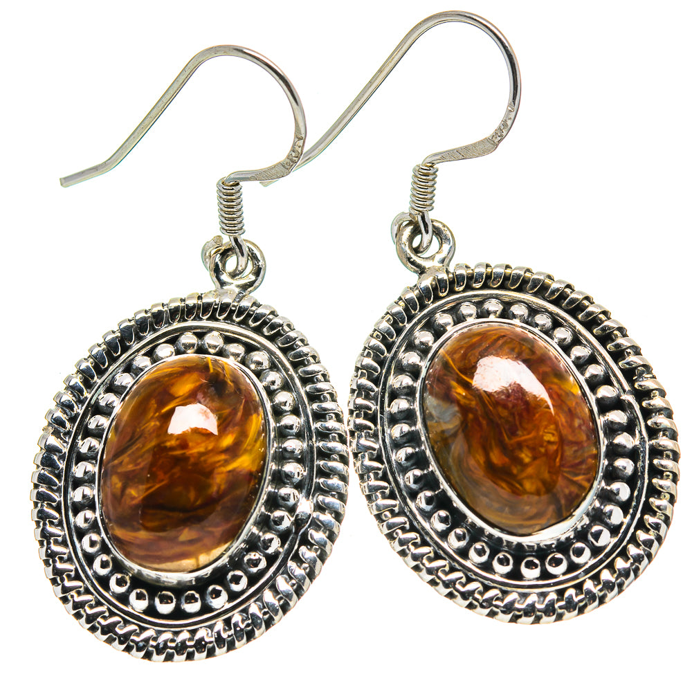 Golden Pietersite Earrings handcrafted by Ana Silver Co - EARR414734