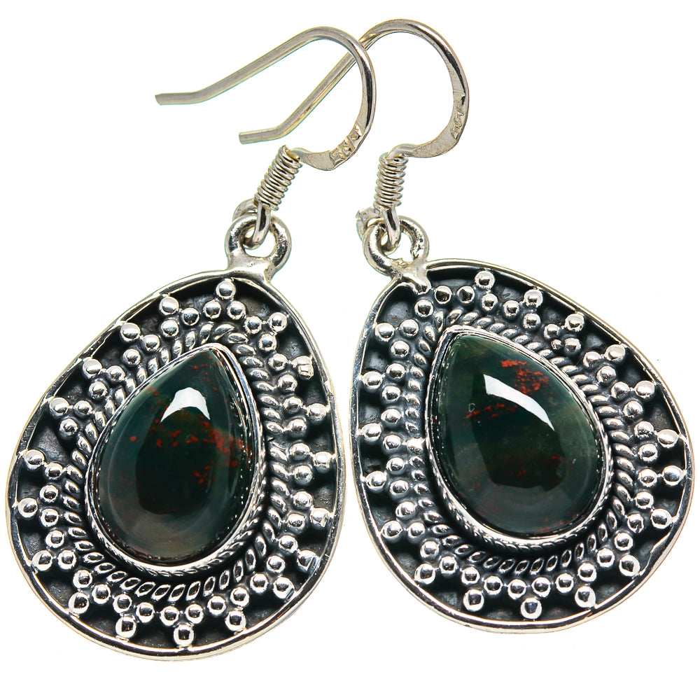 Bloodstone Earrings handcrafted by Ana Silver Co - EARR414737