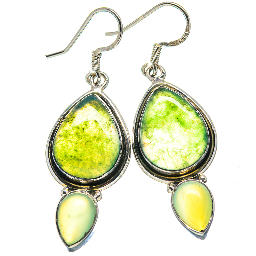 Green Moss Agate Earrings handcrafted by Ana Silver Co - EARR414738