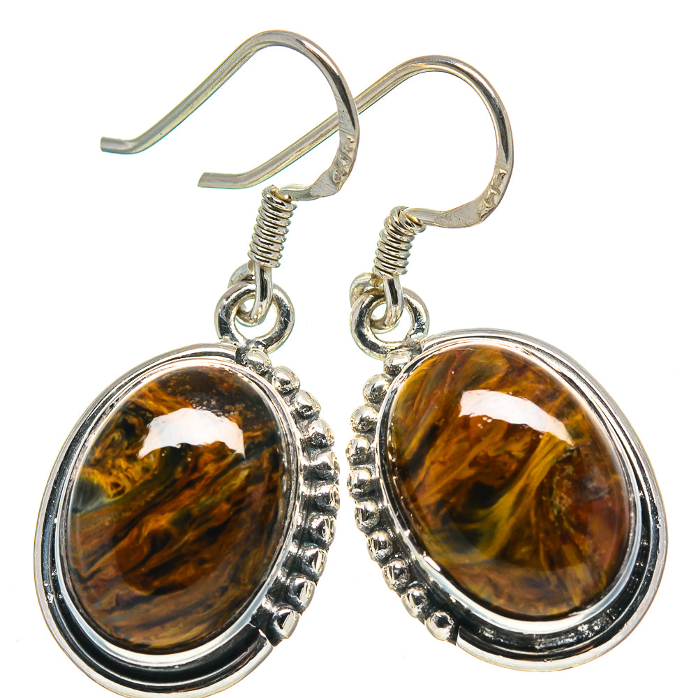 Golden Pietersite Earrings handcrafted by Ana Silver Co - EARR414746