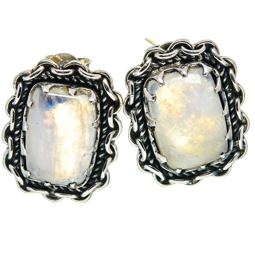 Rainbow Moonstone Earrings handcrafted by Ana Silver Co - EARR414756