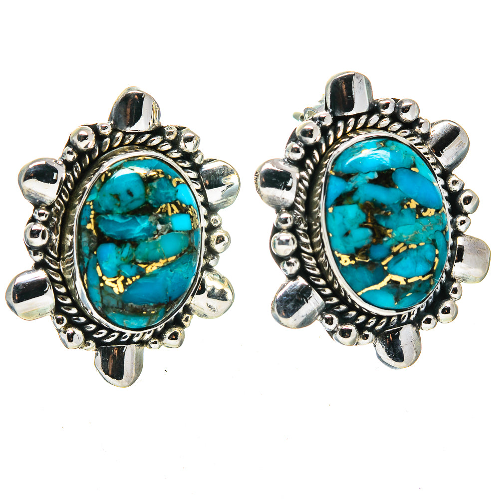 Blue Copper Composite Turquoise Earrings handcrafted by Ana Silver Co - EARR414764