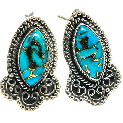 Blue Copper Composite Turquoise Earrings handcrafted by Ana Silver Co - EARR414767