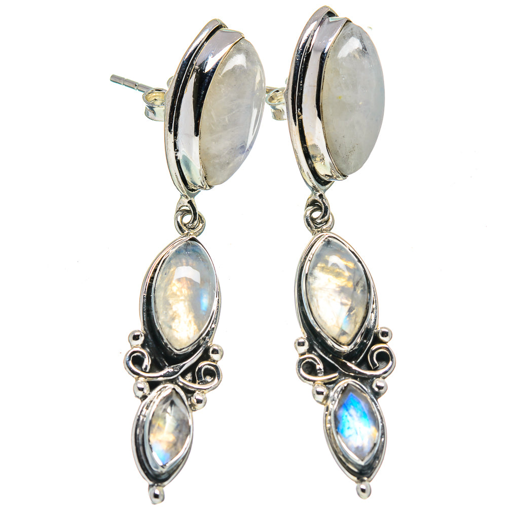 Rainbow Moonstone Earrings handcrafted by Ana Silver Co - EARR414768