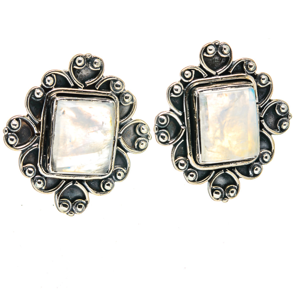 Rainbow Moonstone Earrings handcrafted by Ana Silver Co - EARR414773