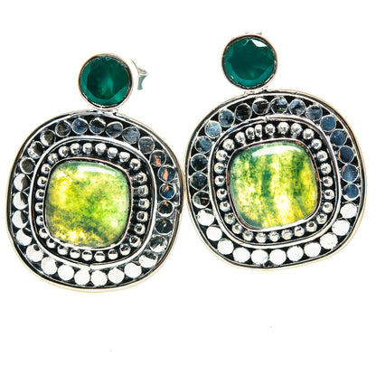 Green Moss Agate Earrings handcrafted by Ana Silver Co - EARR414776