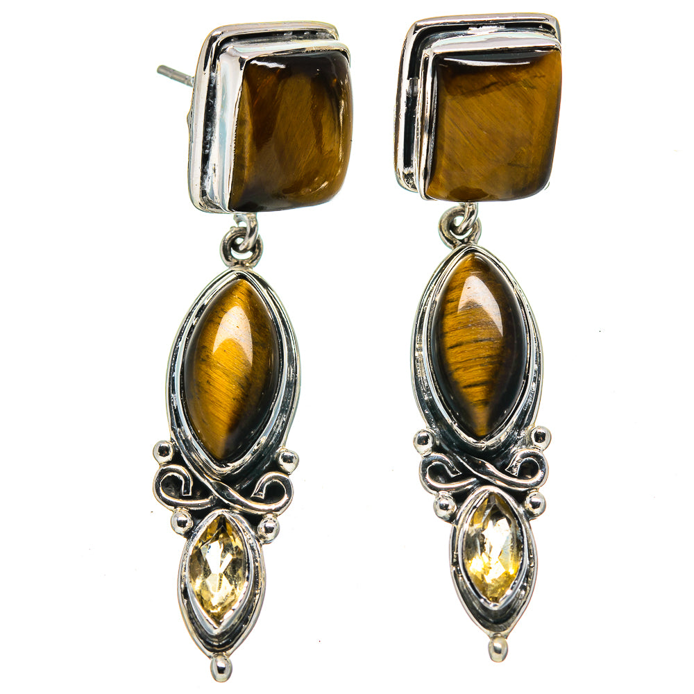 Tiger Eye Earrings handcrafted by Ana Silver Co - EARR414780