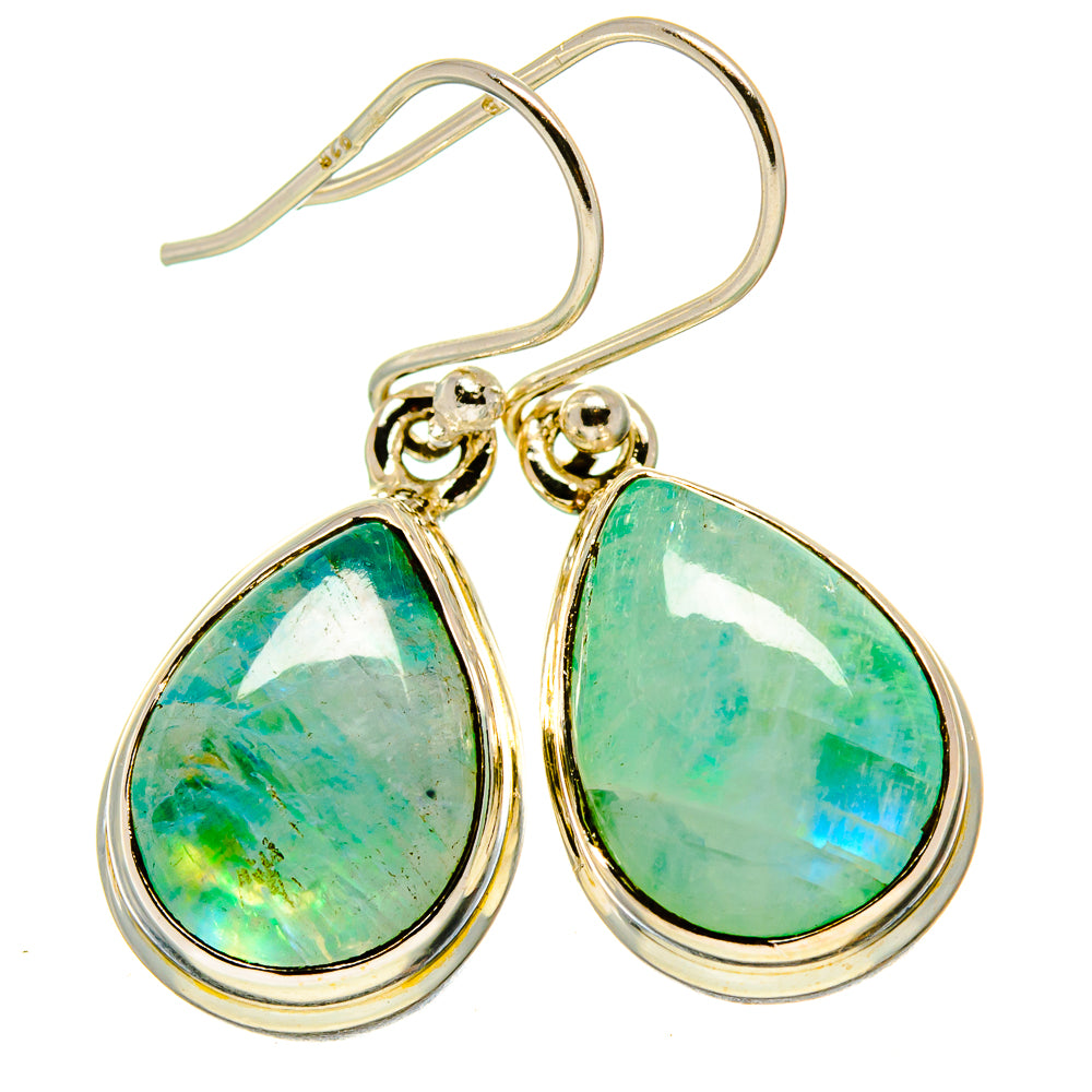 Teardrop opal earrings on sterling fishhook with green stones