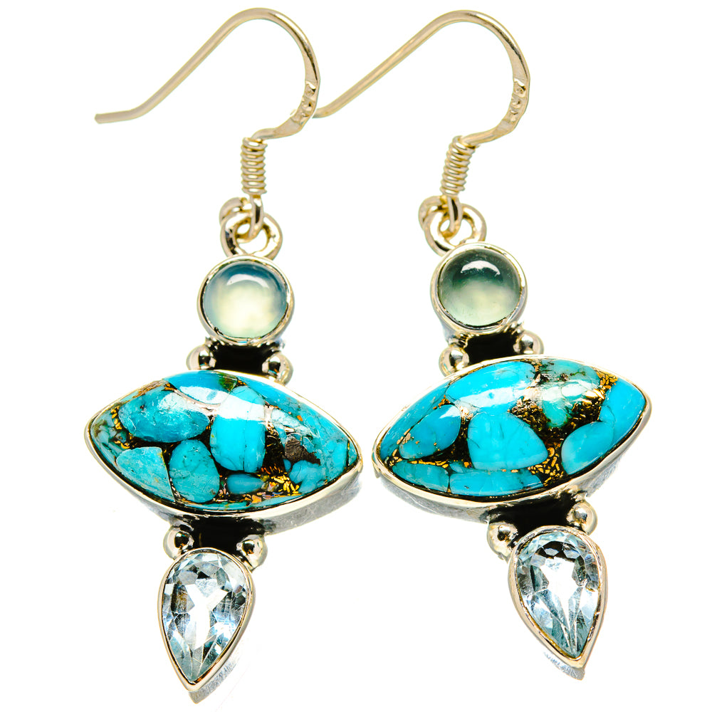 Blue Copper Composite Turquoise Earrings handcrafted by Ana Silver Co - EARR414821