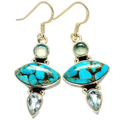 Blue Copper Composite Turquoise Earrings handcrafted by Ana Silver Co - EARR414821