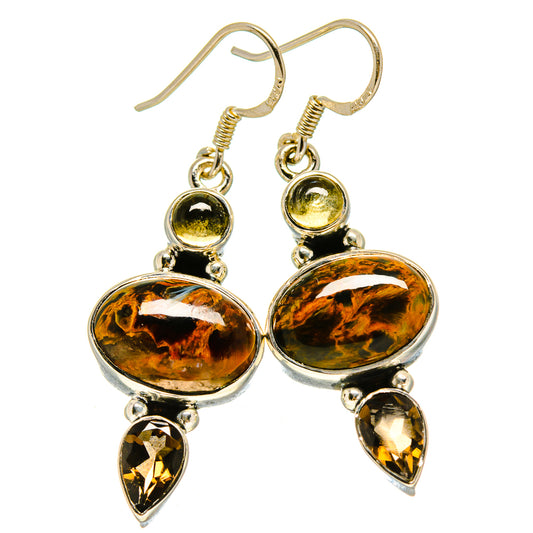Golden Pietersite Earrings handcrafted by Ana Silver Co - EARR414833