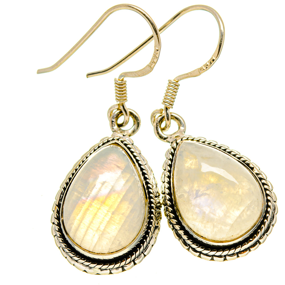 Rainbow Moonstone Earrings handcrafted by Ana Silver Co - EARR414835