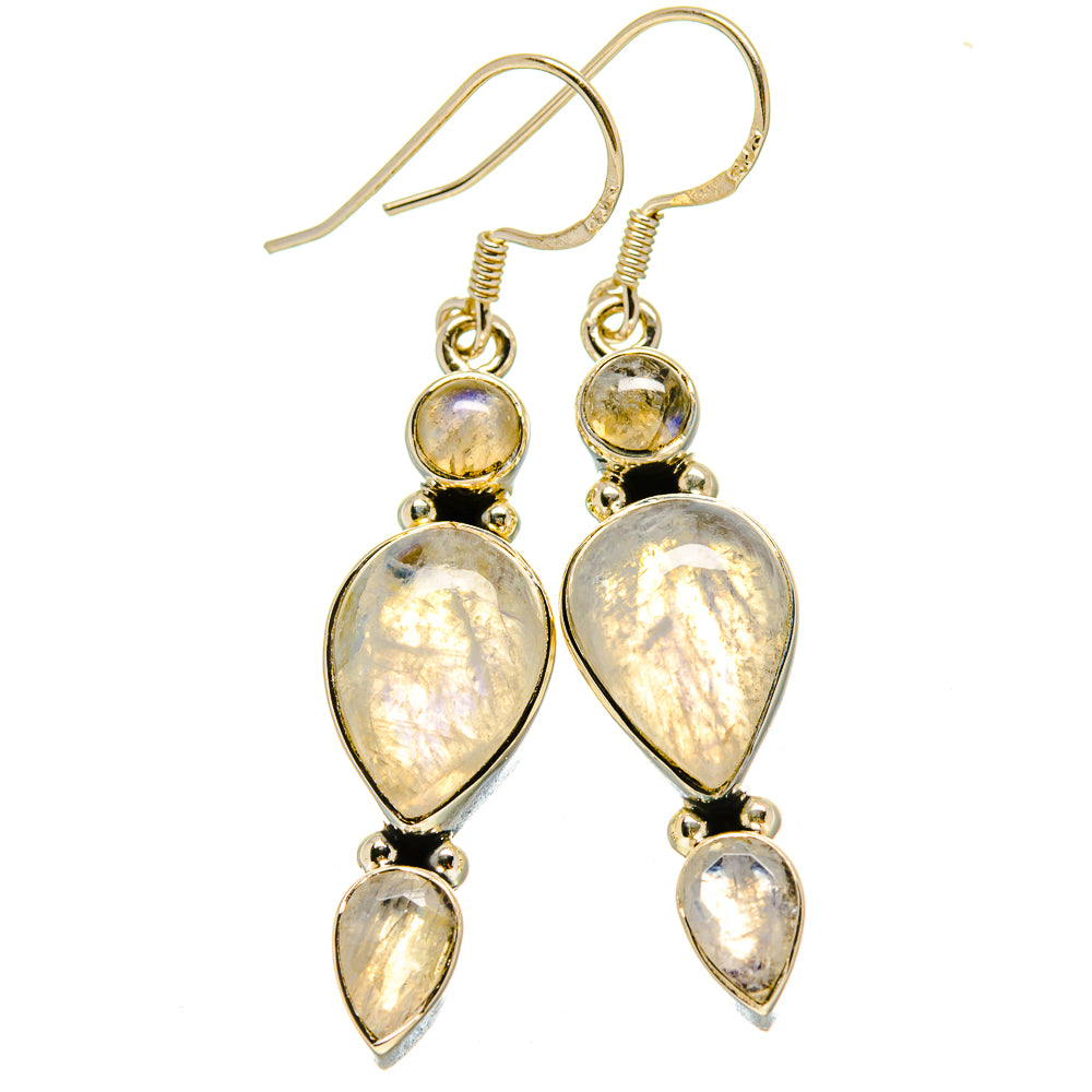 Rainbow Moonstone Earrings handcrafted by Ana Silver Co - EARR414837