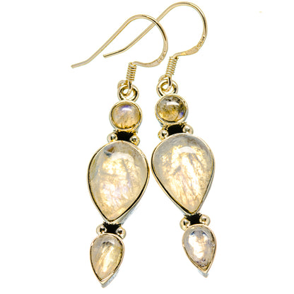 Rainbow Moonstone Earrings handcrafted by Ana Silver Co - EARR414837