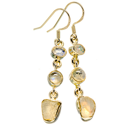Rainbow Moonstone Earrings handcrafted by Ana Silver Co - EARR414838