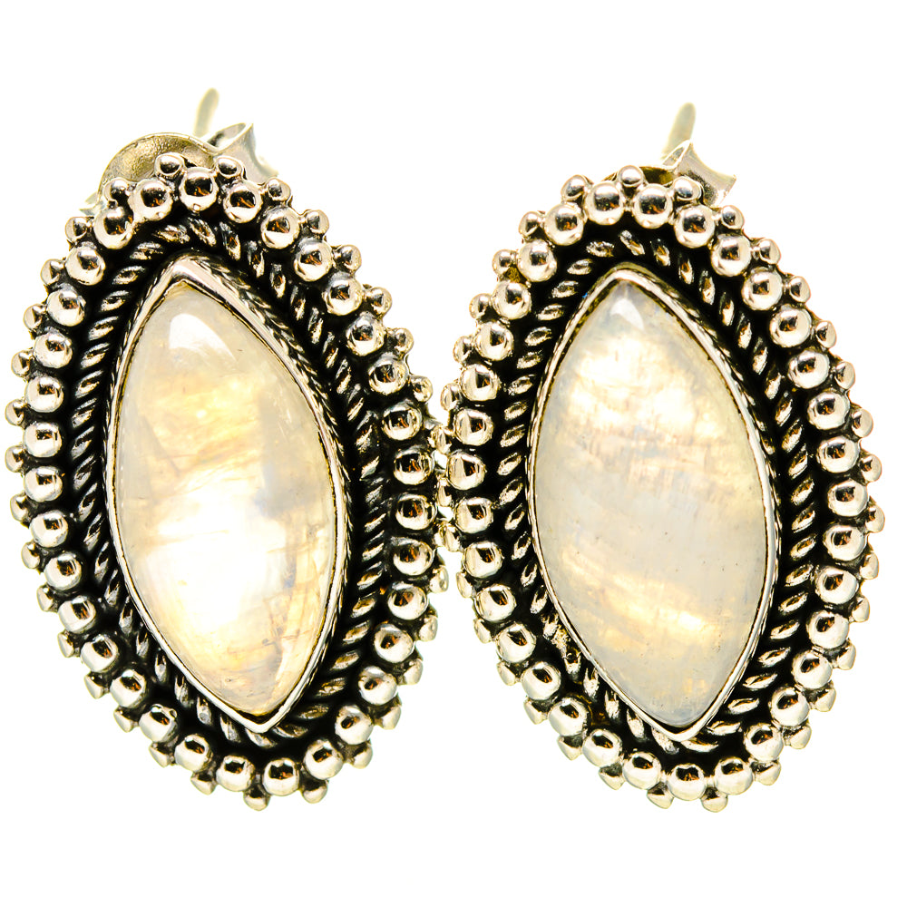 Rainbow Moonstone Earrings handcrafted by Ana Silver Co - EARR414843