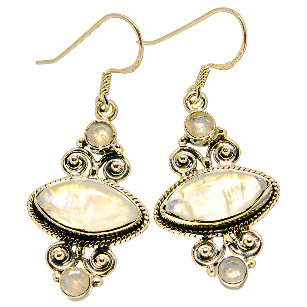 Rainbow Moonstone Earrings handcrafted by Ana Silver Co - EARR414845