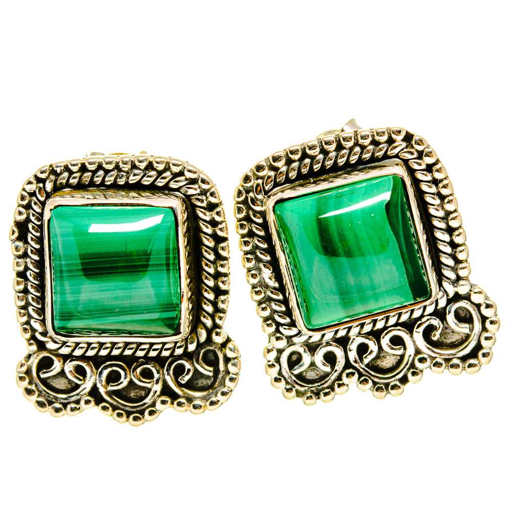 Malachite Earrings handcrafted by Ana Silver Co - EARR414850