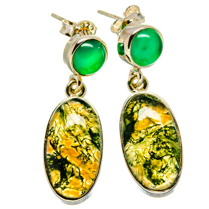 Green Moss Agate Earrings handcrafted by Ana Silver Co - EARR414858