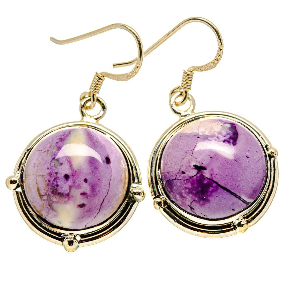 Tiffany Stone drop earrings with round purple gemstone and gold-tone 925 hooks