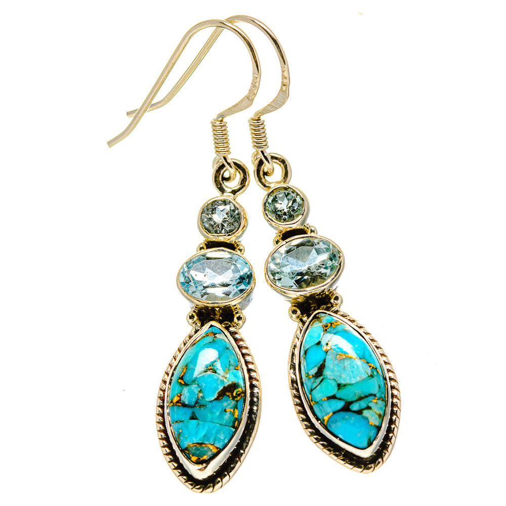 Blue Copper Composite Turquoise Earrings handcrafted by Ana Silver Co - EARR414901