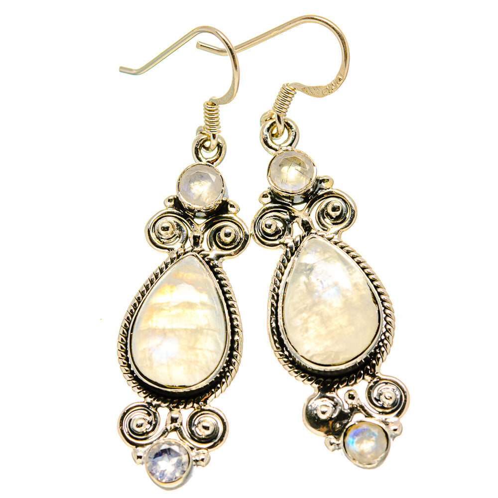 Rainbow Moonstone Earrings handcrafted by Ana Silver Co - EARR414908