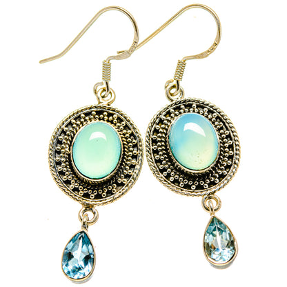 Aqua Chalcedony Earrings handcrafted by Ana Silver Co - EARR414909