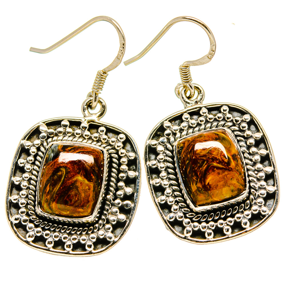 Golden Pietersite Earrings handcrafted by Ana Silver Co - EARR414914