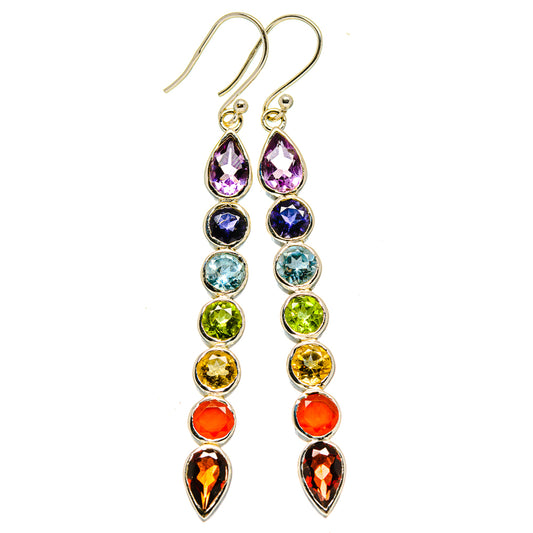 Multi-stone Rainbow Chakra Earrings handcrafted by Ana Silver Co - EARR414916