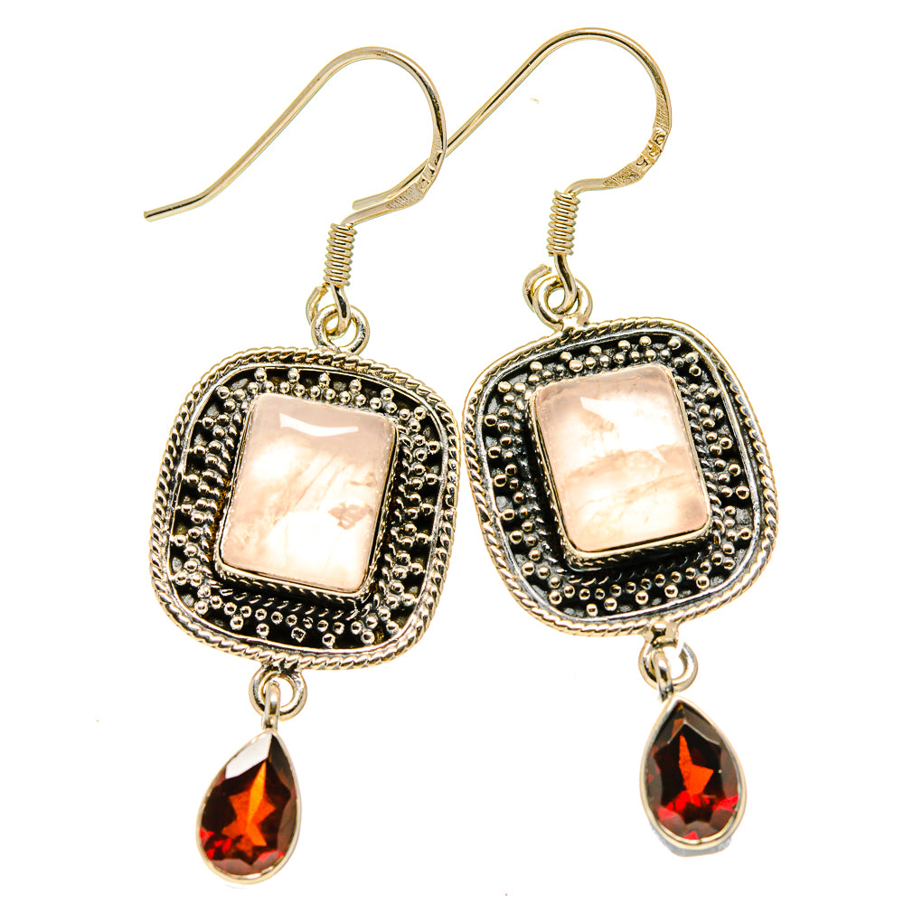 Rose Quartz Earrings handcrafted by Ana Silver Co - EARR414917