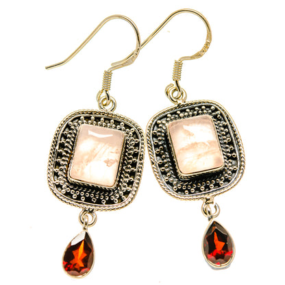 Rose Quartz Earrings handcrafted by Ana Silver Co - EARR414917