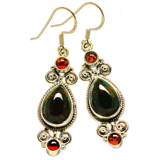Bloodstone Earrings handcrafted by Ana Silver Co - EARR414922