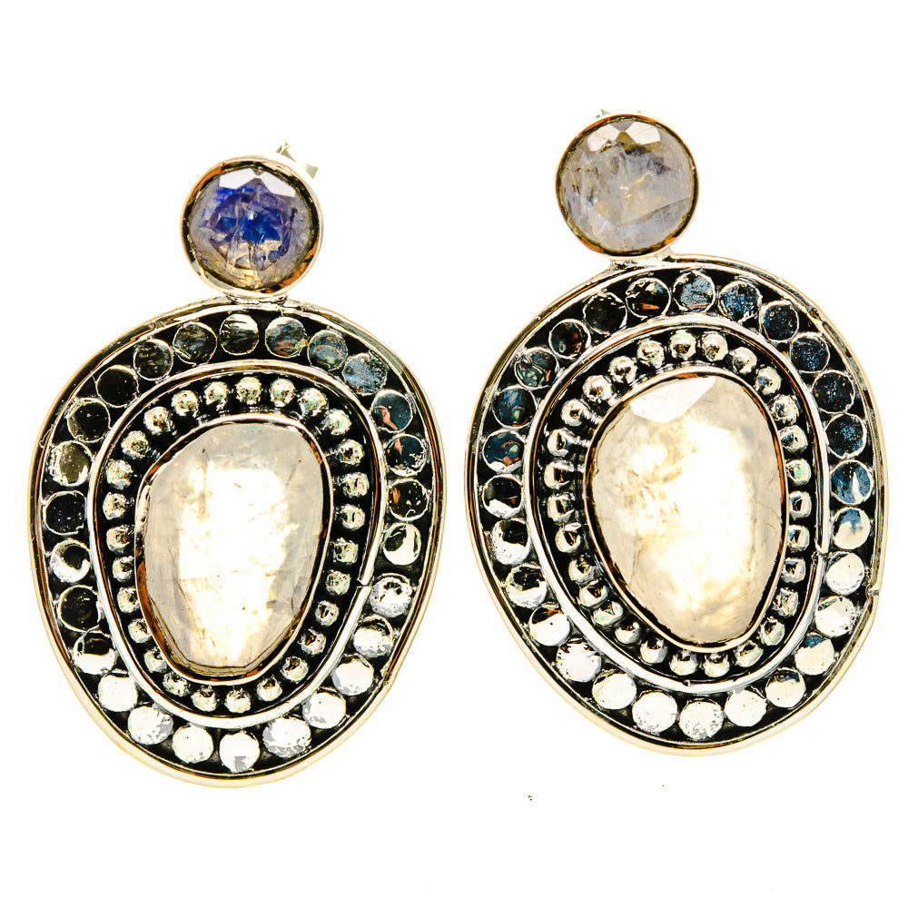 Rainbow Moonstone Earrings handcrafted by Ana Silver Co - EARR414933