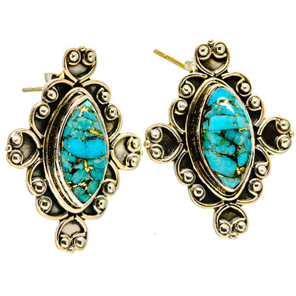 Blue Copper Composite Turquoise Earrings handcrafted by Ana Silver Co - EARR414936