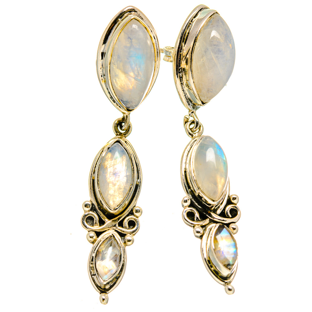 Rainbow Moonstone Earrings handcrafted by Ana Silver Co - EARR414940