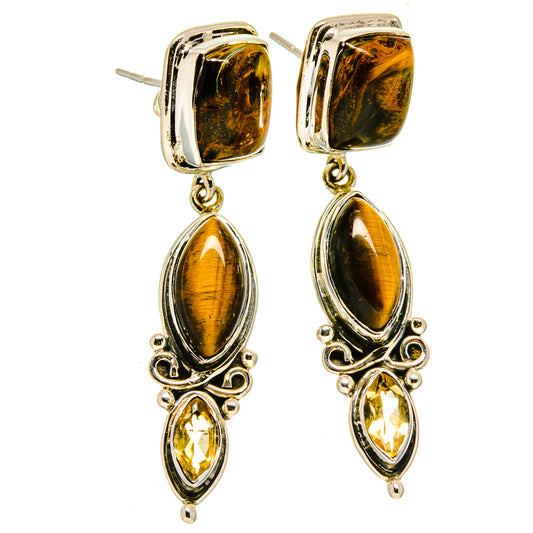 Golden Pietersite Earrings handcrafted by Ana Silver Co - EARR414941