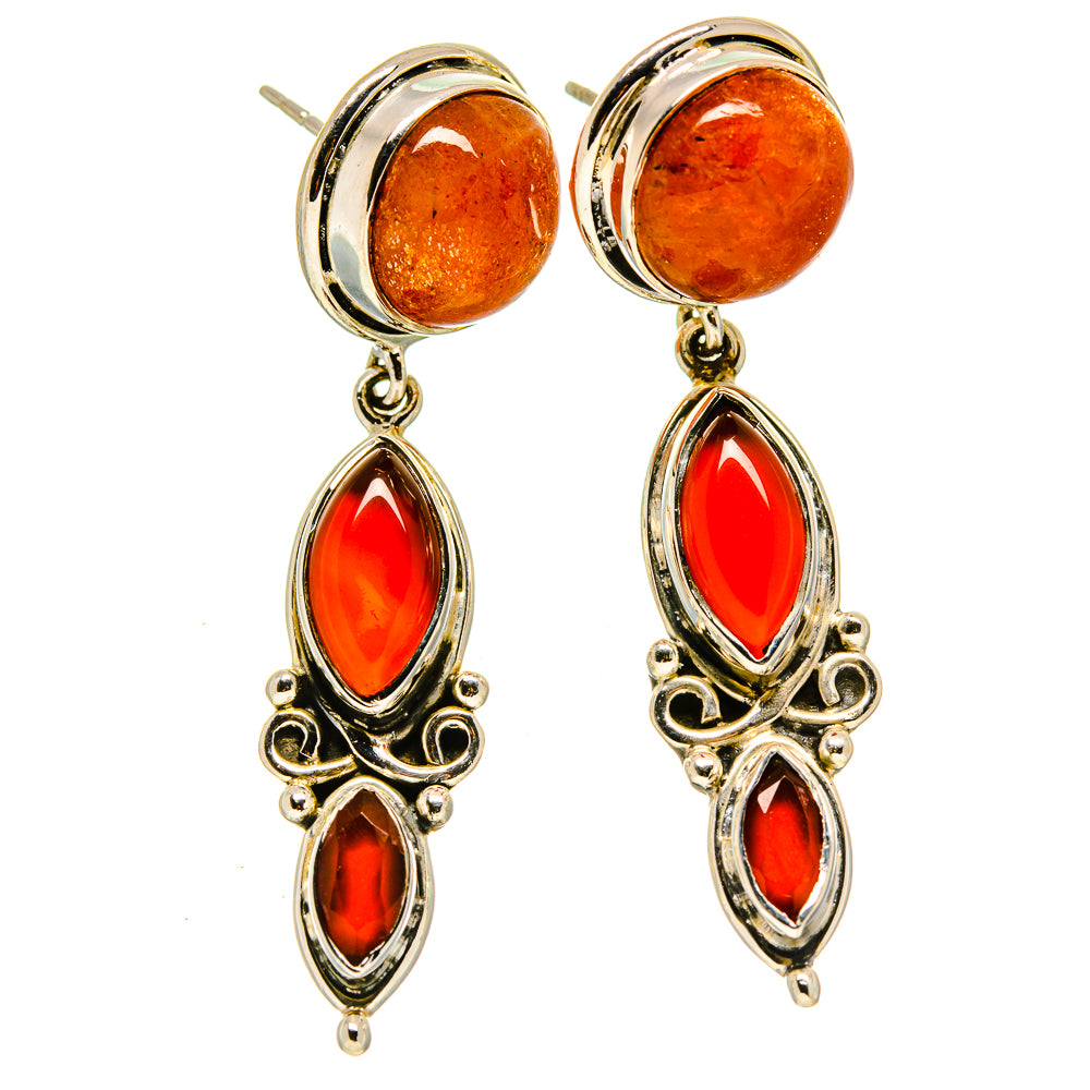 Sunstone Earrings handcrafted by Ana Silver Co - EARR414942