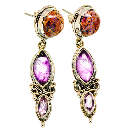 Spider Web Obsidian Earrings handcrafted by Ana Silver Co - EARR414943